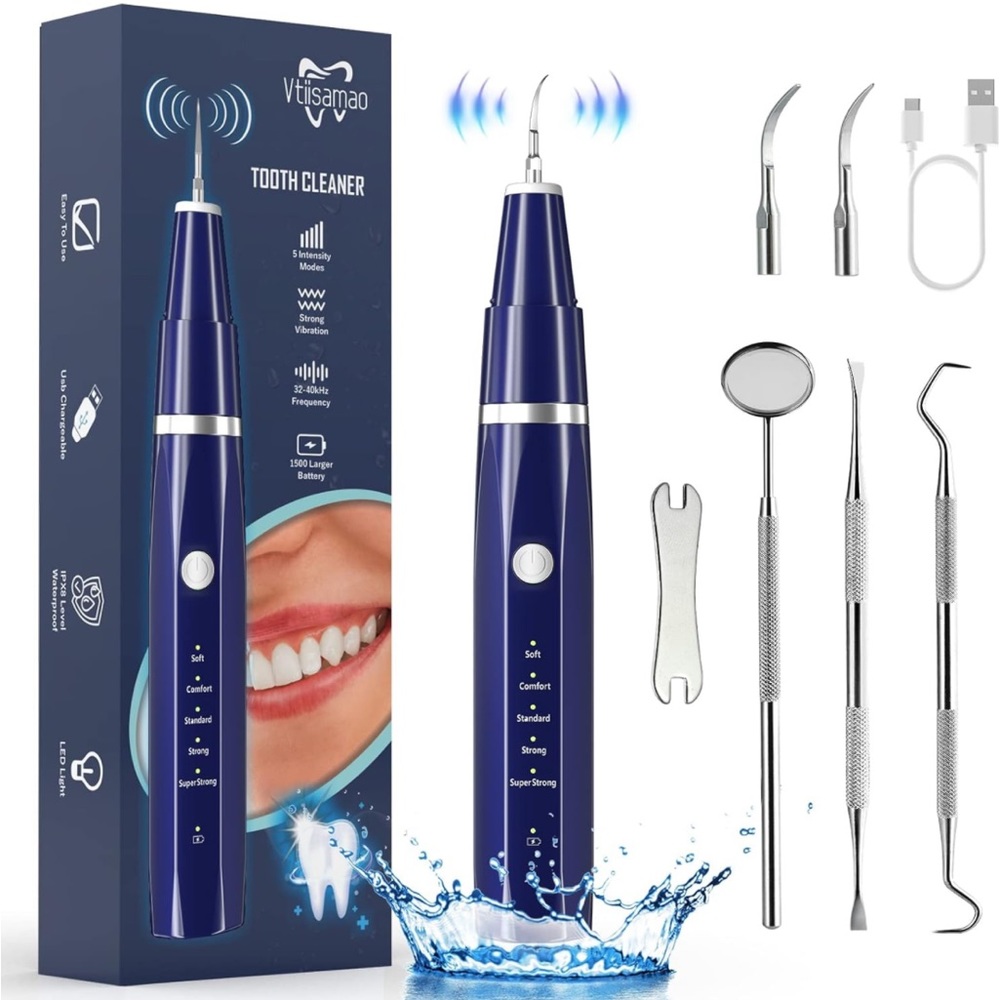 NIB Professional Dental Plaque Remover Teeth Cleaning Kit LED Light 5 Modes